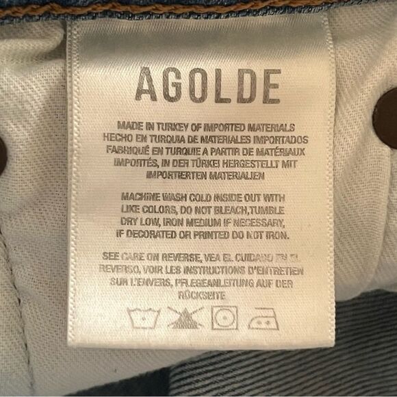 AGOLDE Riley High Rise Straight Leg Crop Jeans Button Fly Light Wash Size 25 - Picture 6 of 7